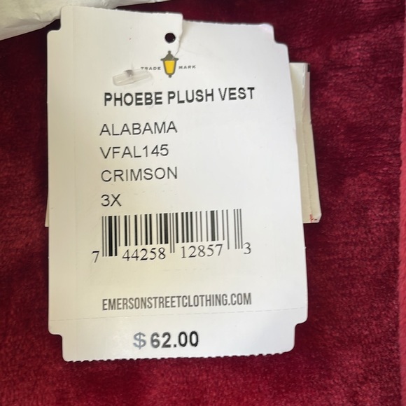 Alabama Crimson Tide plush vest size 3X women’s new with tags roll tide - Picture 6 of 6